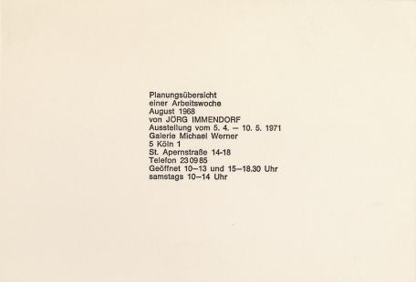 Planungsübersicht Einer Arbeitswoche - August 1968 Von Jörg Immendorff