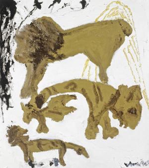 Don Van Vliet, Stacked, 1991, Öl auf Nessel, 94 x 82 cm
