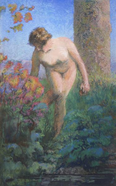 Ker-Xavier Roussel "Ginette au bain ou Nu à la source", ca. 1930, Pastel auf Papier, 86 x 54 cm