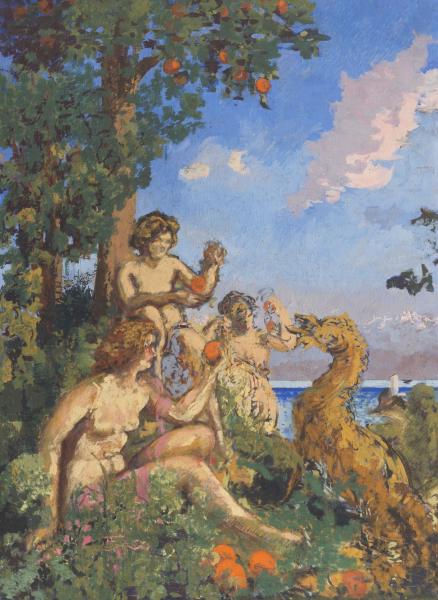Ker-Xavier Roussel, Le Jardin des Hespérides, ca. 1919, Farbe auf Leimbasis auf Leinwand, 225 x 164 cm